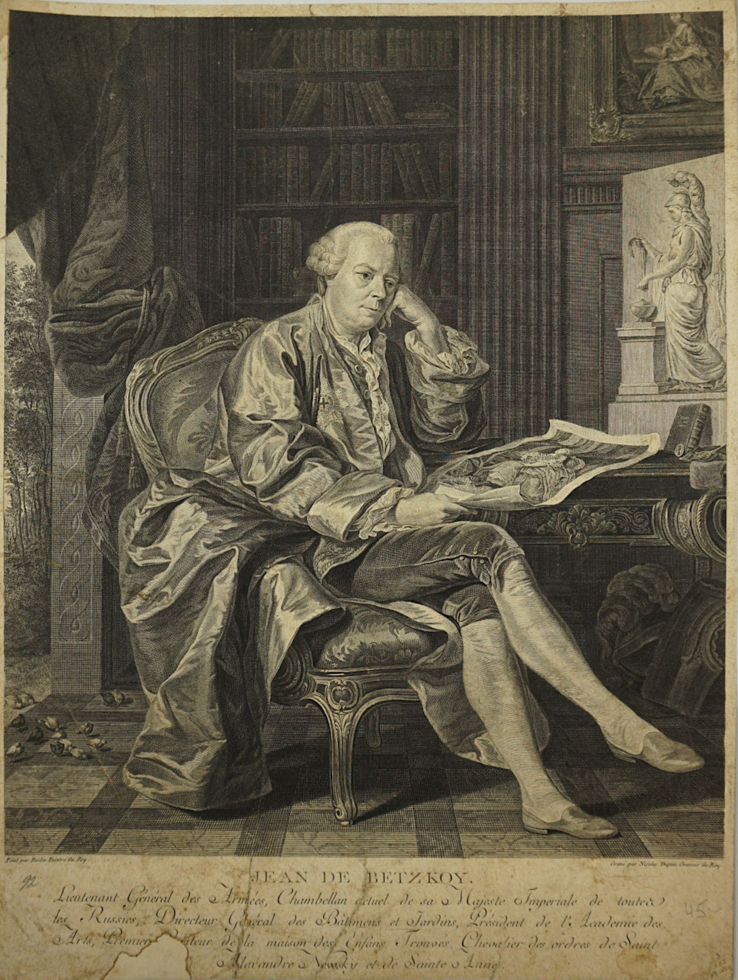 1 Kupferstich "Portrait von Jean De Betzkoy" R.u. bez. Nolas Dupuis(wohl N. Gabriel D.