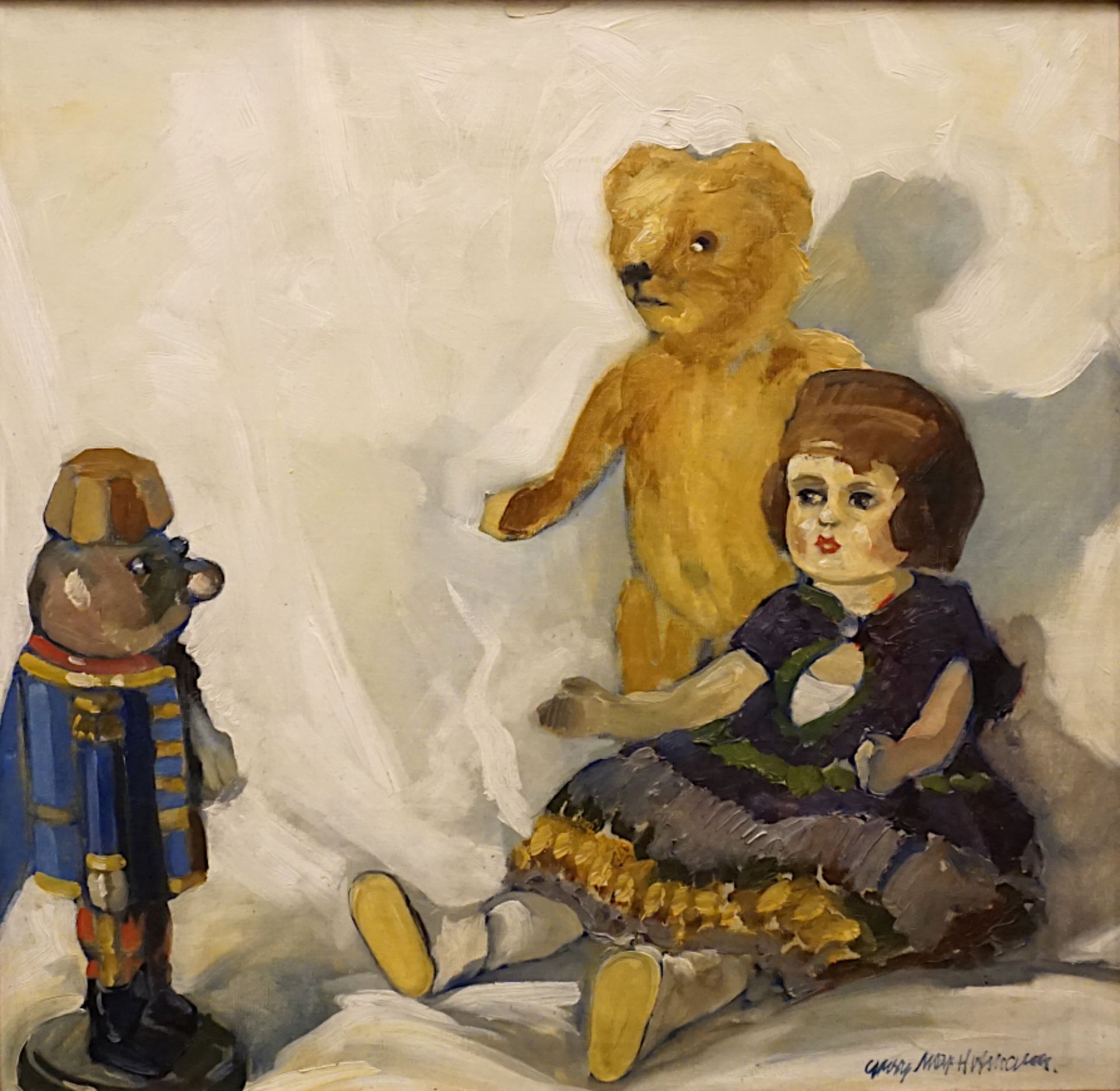 1 Ölgemälde "Im Kinderzimmer", R.u. sign. Georg Max HOFMANN,(wohl 1891-1955), Öl/Lw