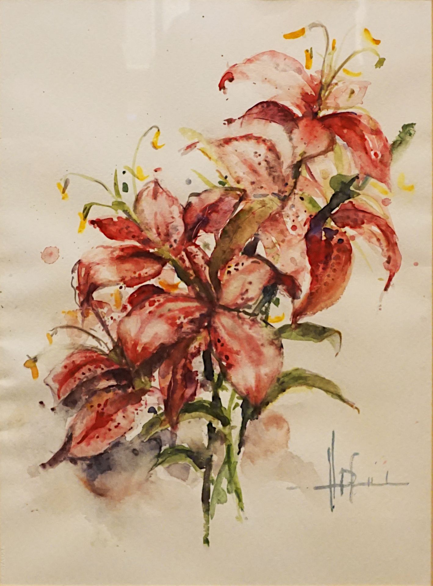 1 Aquarell/Mischtechnik "Orchideen", R.u. sign. wohl H. PFEIL?,(20.Jh.), ca. 50x36cm,