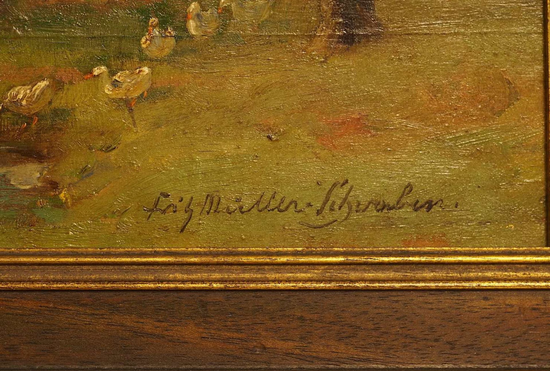 1 Ölgemälde "Frühlingsidylle mit Entenkolonne" R.u. sign. Fritz MÜLLER-SCHWABEN (w - Bild 3 aus 4