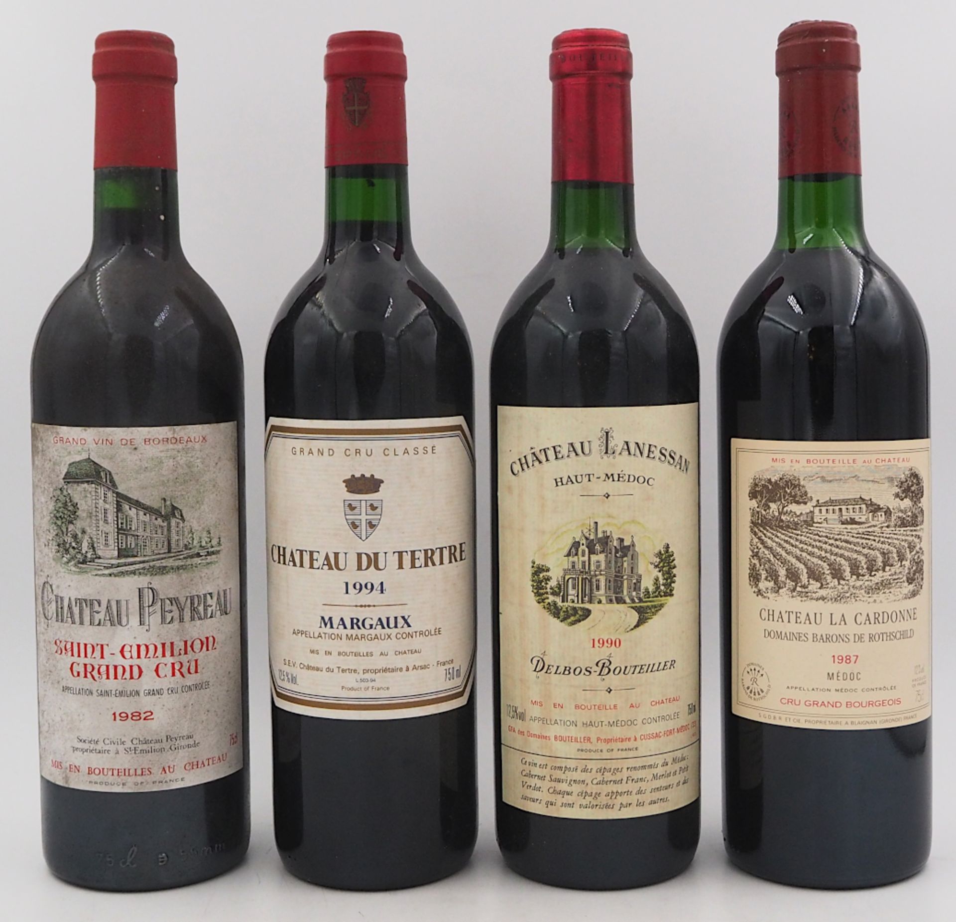 4 Flaschen französischer Rotwein: 1x Chateau Lanessan Haut-Medoc 1990, 1x Chateau la