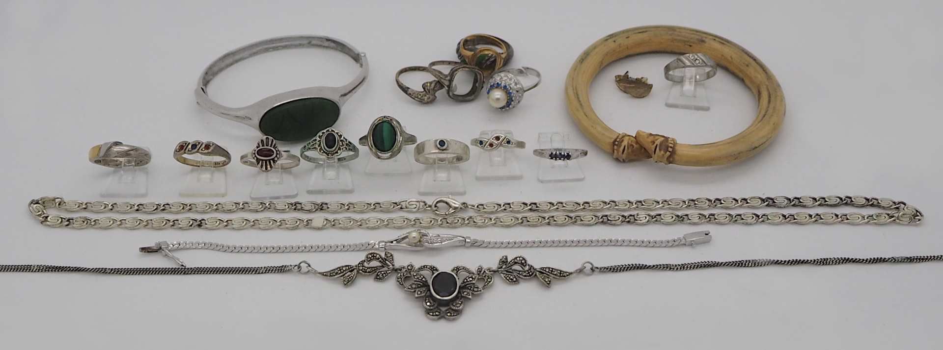 1 Konv. Trachten-/Biedermeier-/Schmuck um 1900 z.T. Silber, Haarflecht-Arbeit, in der - Bild 2 aus 2