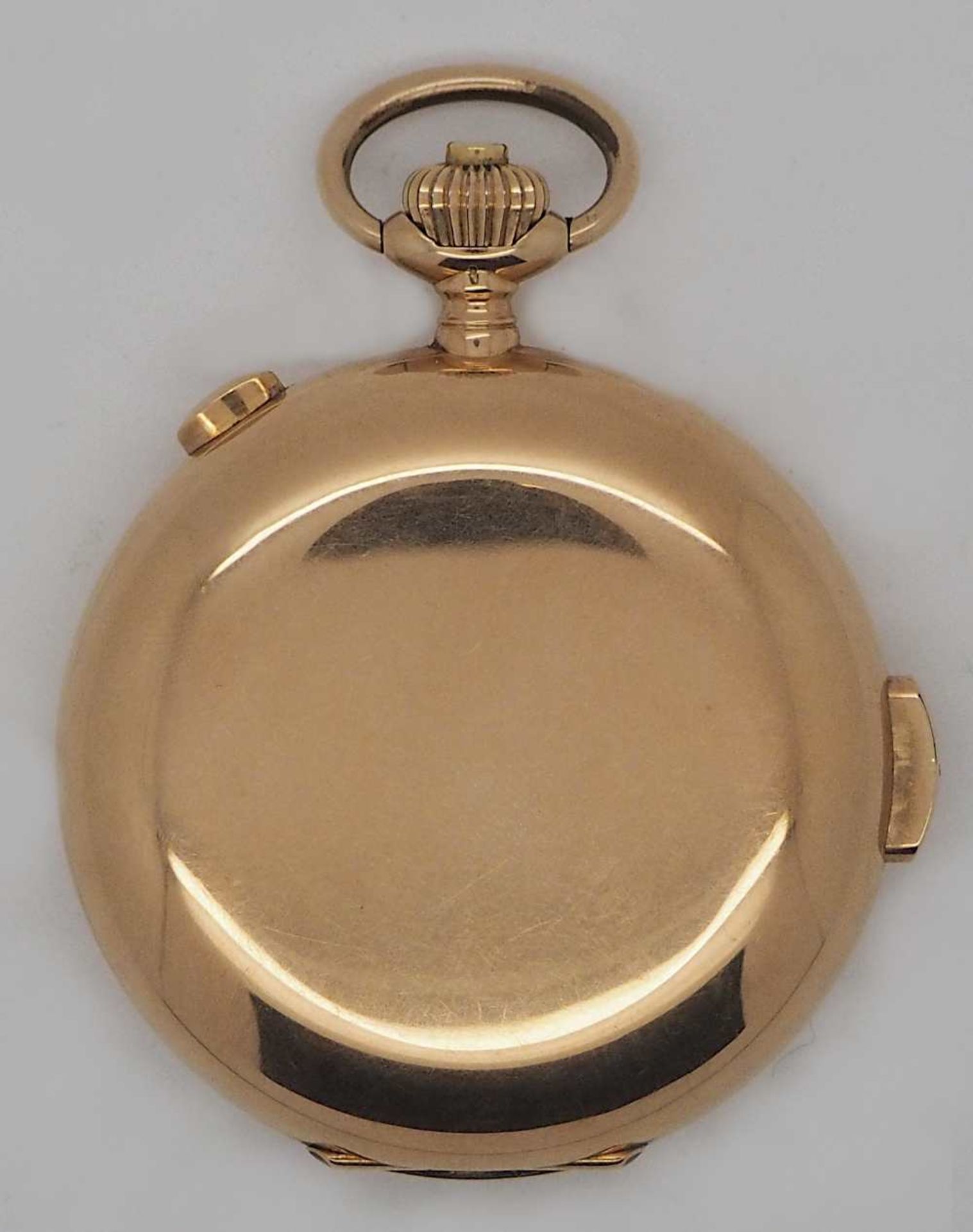 1 Taschenuhr GG 14ct., um 1900, gemarkt mit Schweizer Goldbeschauzeichen Ziffernblatt - Bild 3 aus 4