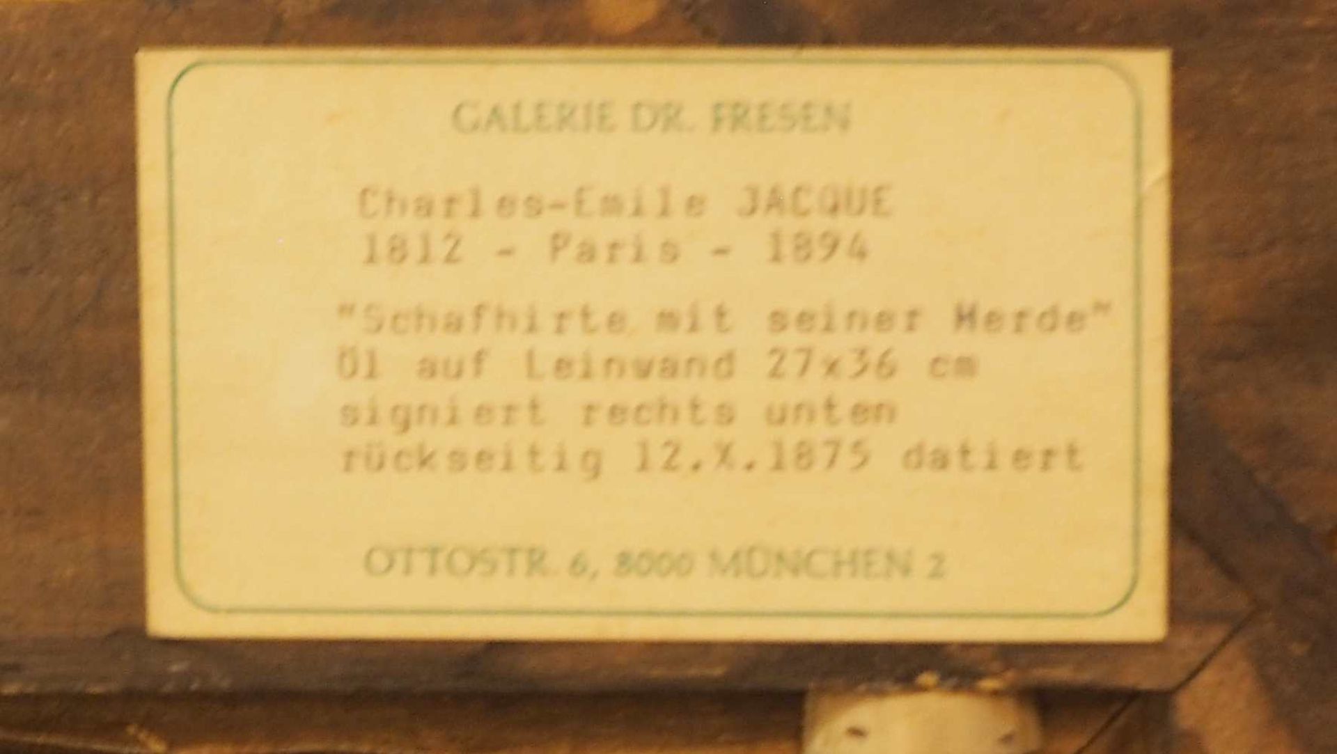 1 Ölgemälde "Schafhirte mit seiner Herde" R.u. sign. Ch. JACQUE (wohl Charles Emile - Bild 5 aus 5