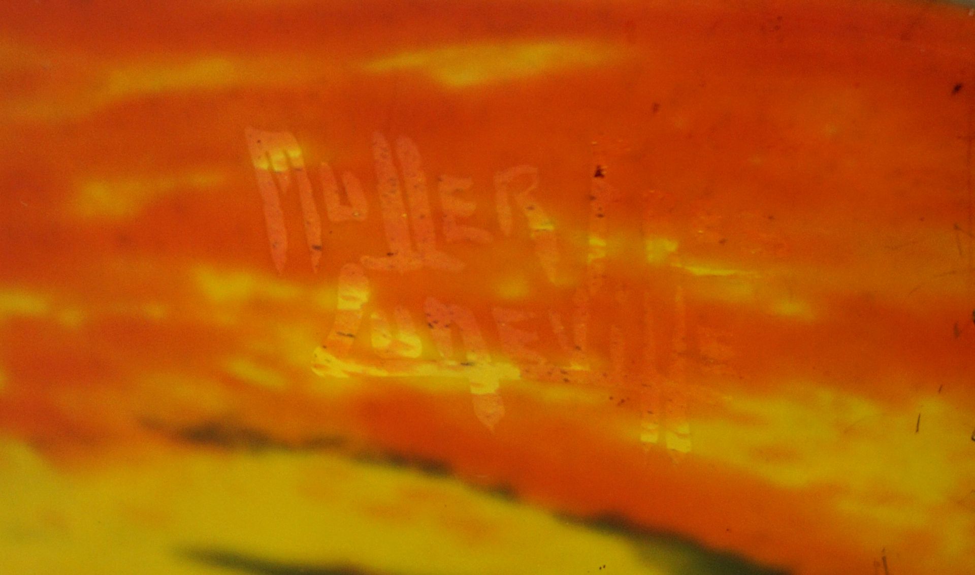 1 Hängelampe bezeichnet "MULLER FRÈRES LUNÉVILLE" um 1900/Art déco 4-flammig, Meta - Bild 3 aus 3