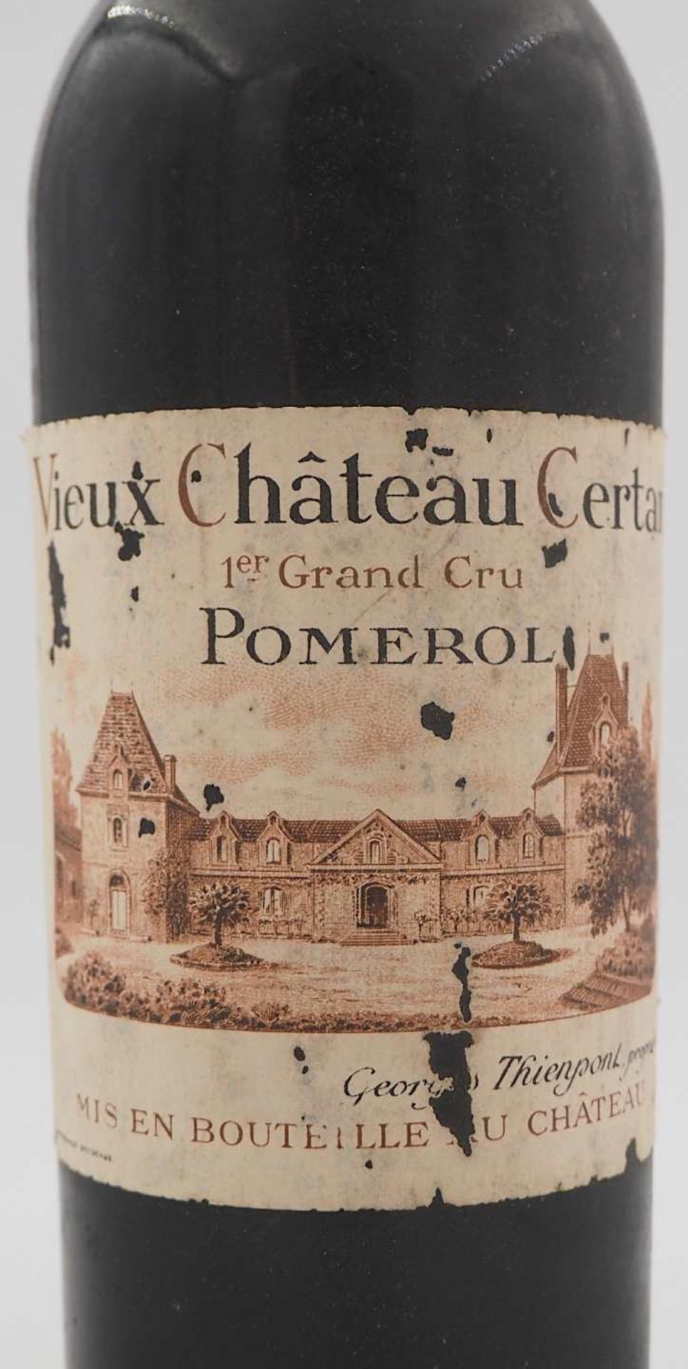 1 Flasche Vieux Chateau Certan 1er Grand Cru Pomerol 1928 Füllstand mid shoulder, Kap - Bild 2 aus 4