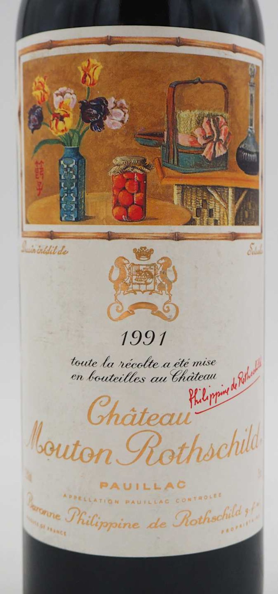 1 Flasche Chateau Mouton Rothschild Pauillac Baronne Philippine de Rothschild 1991 Eti - Bild 2 aus 4