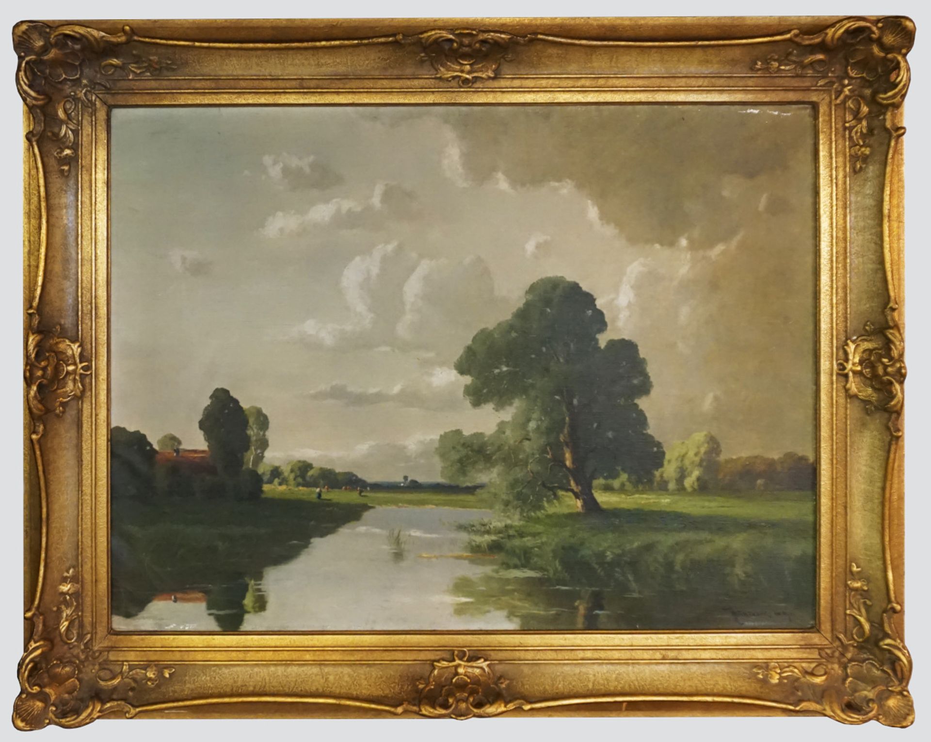 1 Ölgemälde "Oberbayerische Landschaft" R.u. sign. J. MÜHLBECK (wohl Josef M. 1878- - Bild 2 aus 4