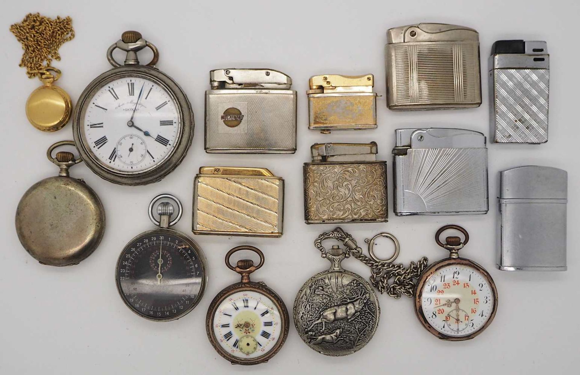 1 Konv. Armband-/Taschenuhren verschieden, z.T. Metall vergoldet, z.T. Silber Eisenbah