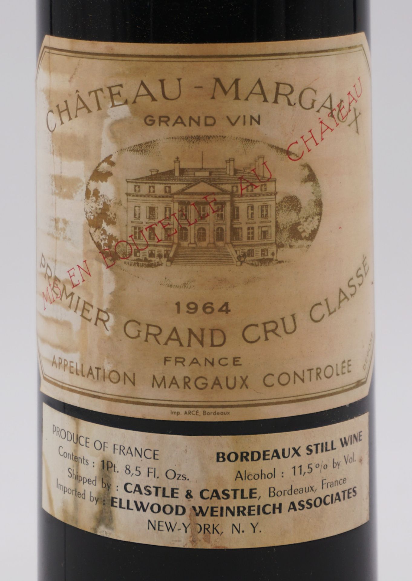 1 Flasche Chateau Margaux Grand Vin Premier Grand Cru Classé 1964 mit Etikett Importe - Bild 2 aus 2