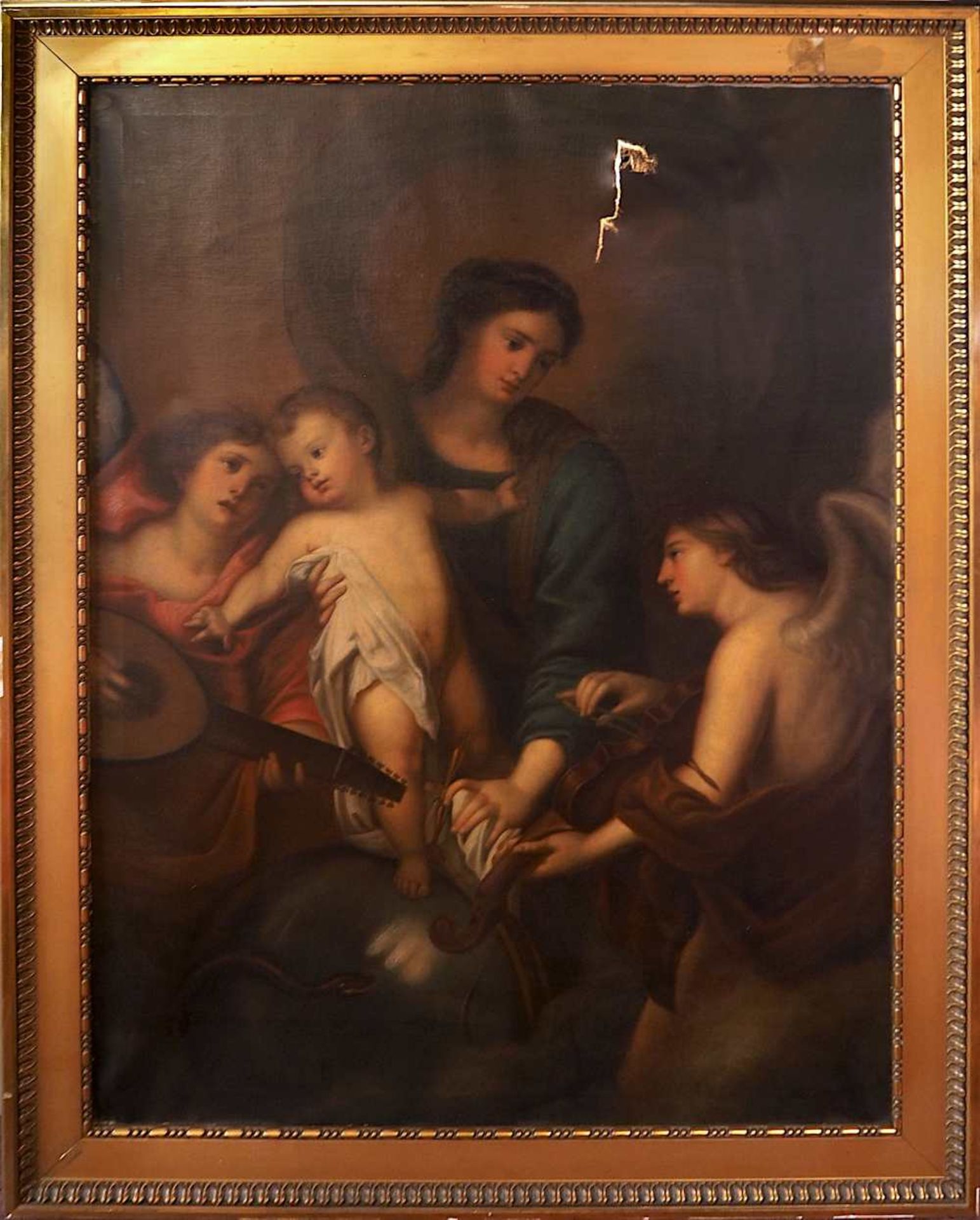 1 Ölgemälde "Maria Immaculata mit Jesusknabe und 2 musizierenden Engeln" Kopie nach Anthony VA - Bild 2 aus 3