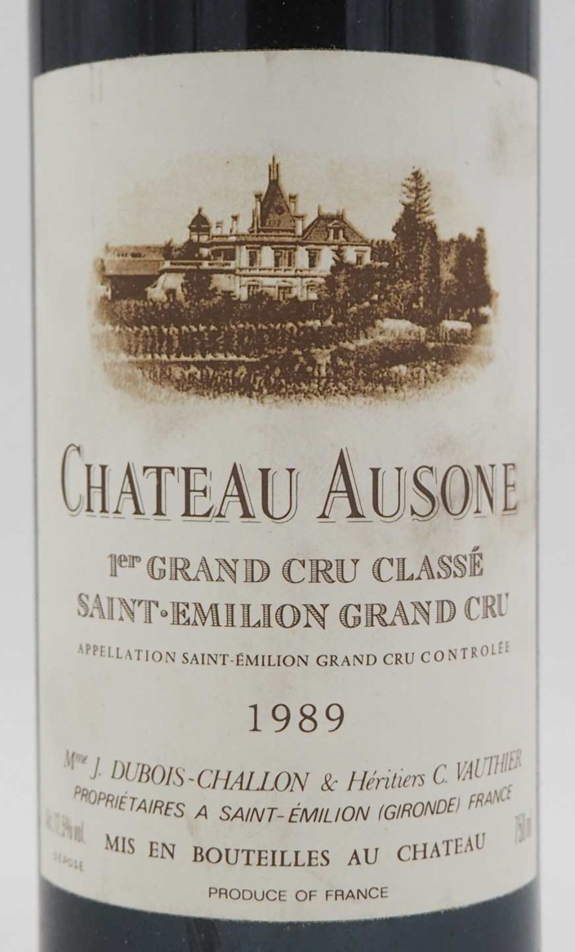 1 Flasche Chateau Ausone 1er Grand Cru Classé Saint Emilion Grand Cru 1989 Füllstand - Bild 2 aus 3
