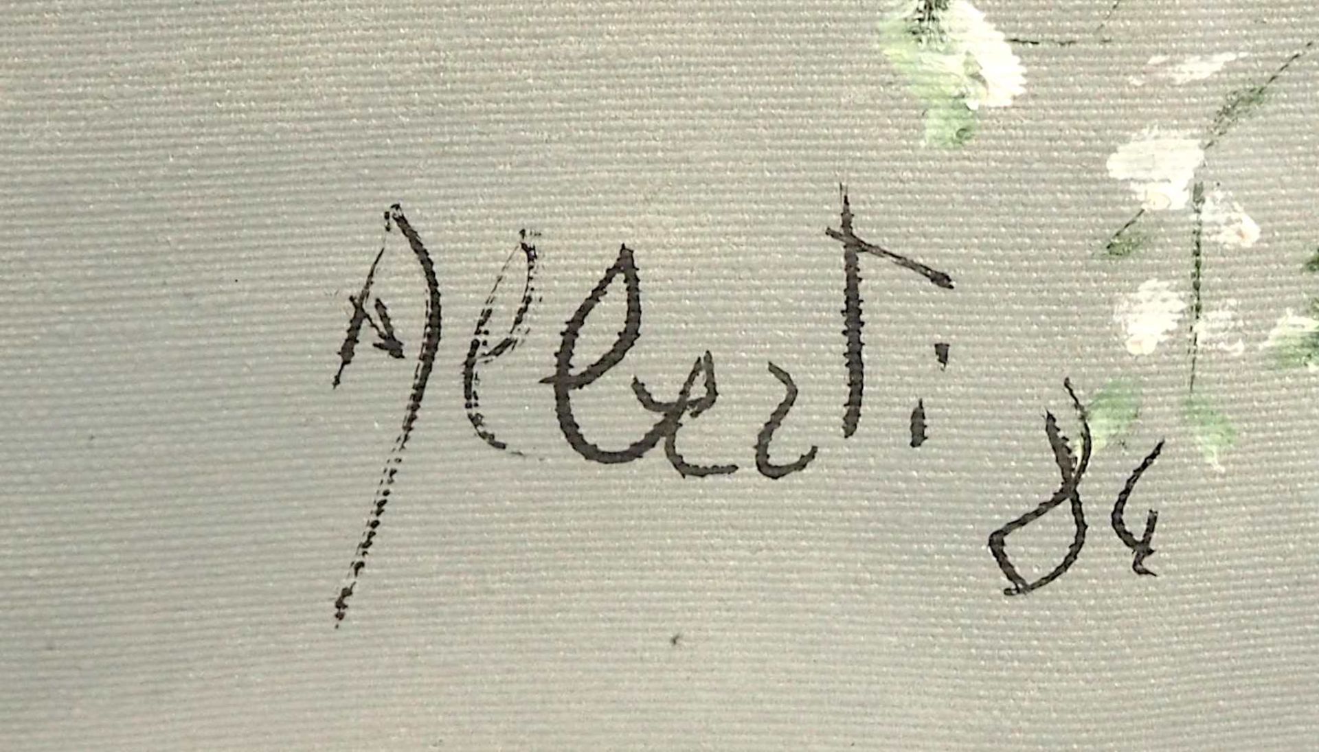 1 Ölgemälde "Schleierkraut vor mystischem Licht" L.u. sign. ALBERTI (wohl 20. Jh.), - Bild 3 aus 4