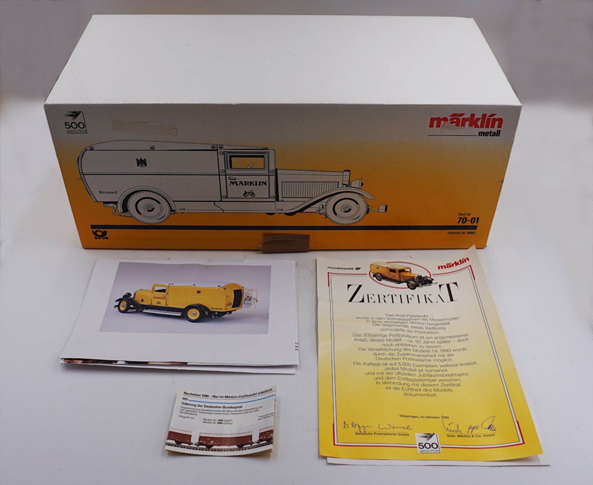 1 Modell-Auto MÄRKLIN "Gelbes Post-/Packetauto", wohl aus dem Jahr 1990, Metall MÄRK - Bild 3 aus 3