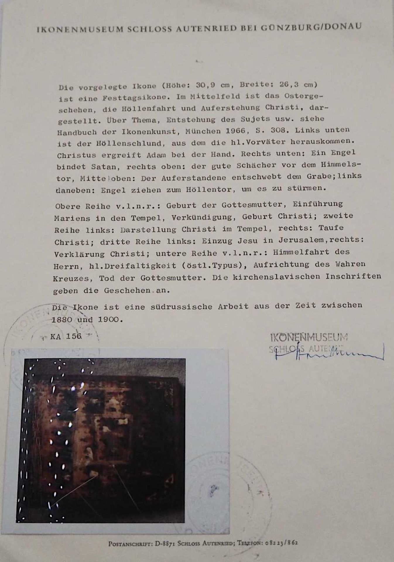 1 Festtagsikone "Ostergeschehen: Höllenfahrt und Auferstehung Christi" wohl Südrussland um 188 - Bild 5 aus 5