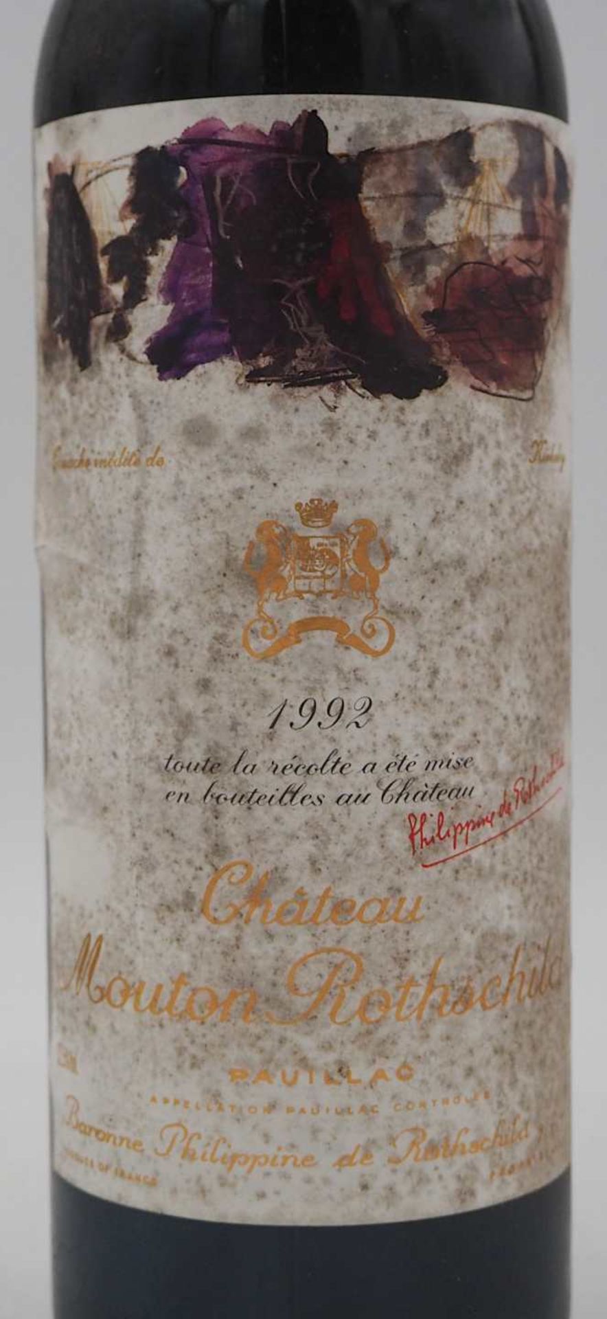 3 Flaschen Chateau Mouton Rothschild Pauillac Baronne Philippine de Rothschild 1992 Et - Bild 2 aus 4