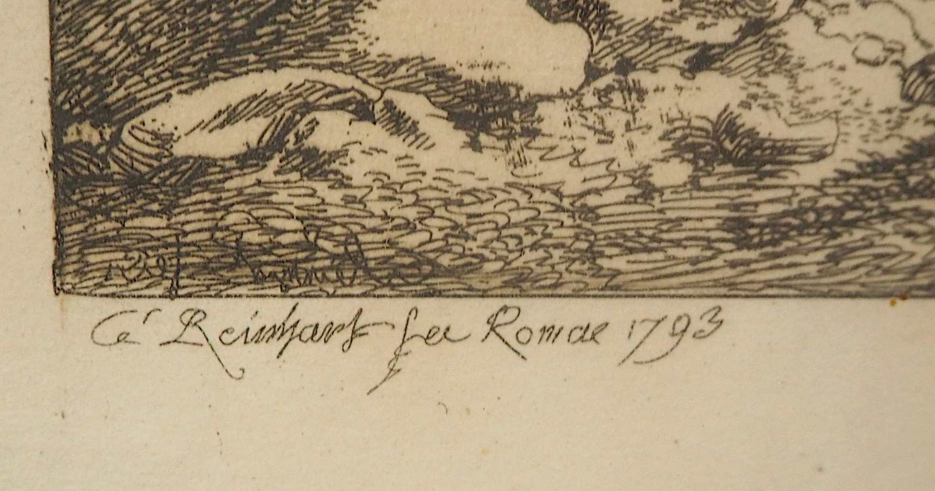 1 Radierung "In villa Mecenate a Tivoli" L.u. bezeichnet/signiert "Ce' Reinhart fec Romae 1793"< - Bild 3 aus 4