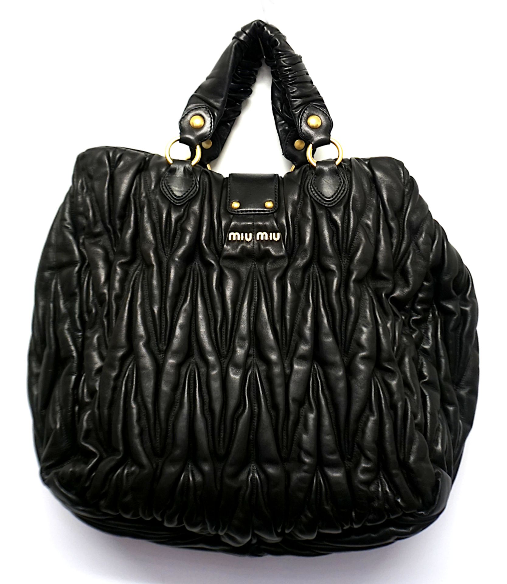 1 Damenhandtasche MIU MIU schwarz Coffer Matelasse Gesamthöhe ca. 42cm mit Henkel, mi - Bild 2 aus 2