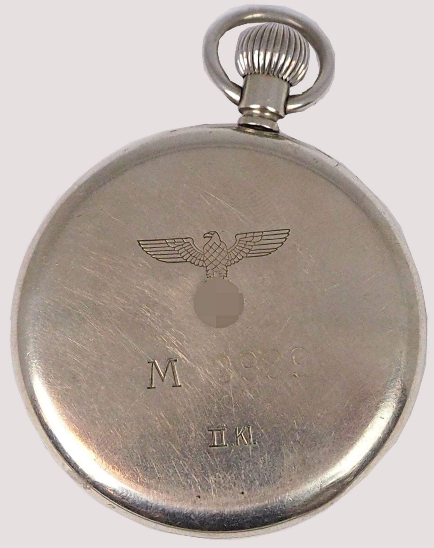 1 Taschenuhr Stahl IWC Schaffhausen 2. WK mit Reichsadler num. M 9939 2. Klasse lt. Bu - Bild 2 aus 3