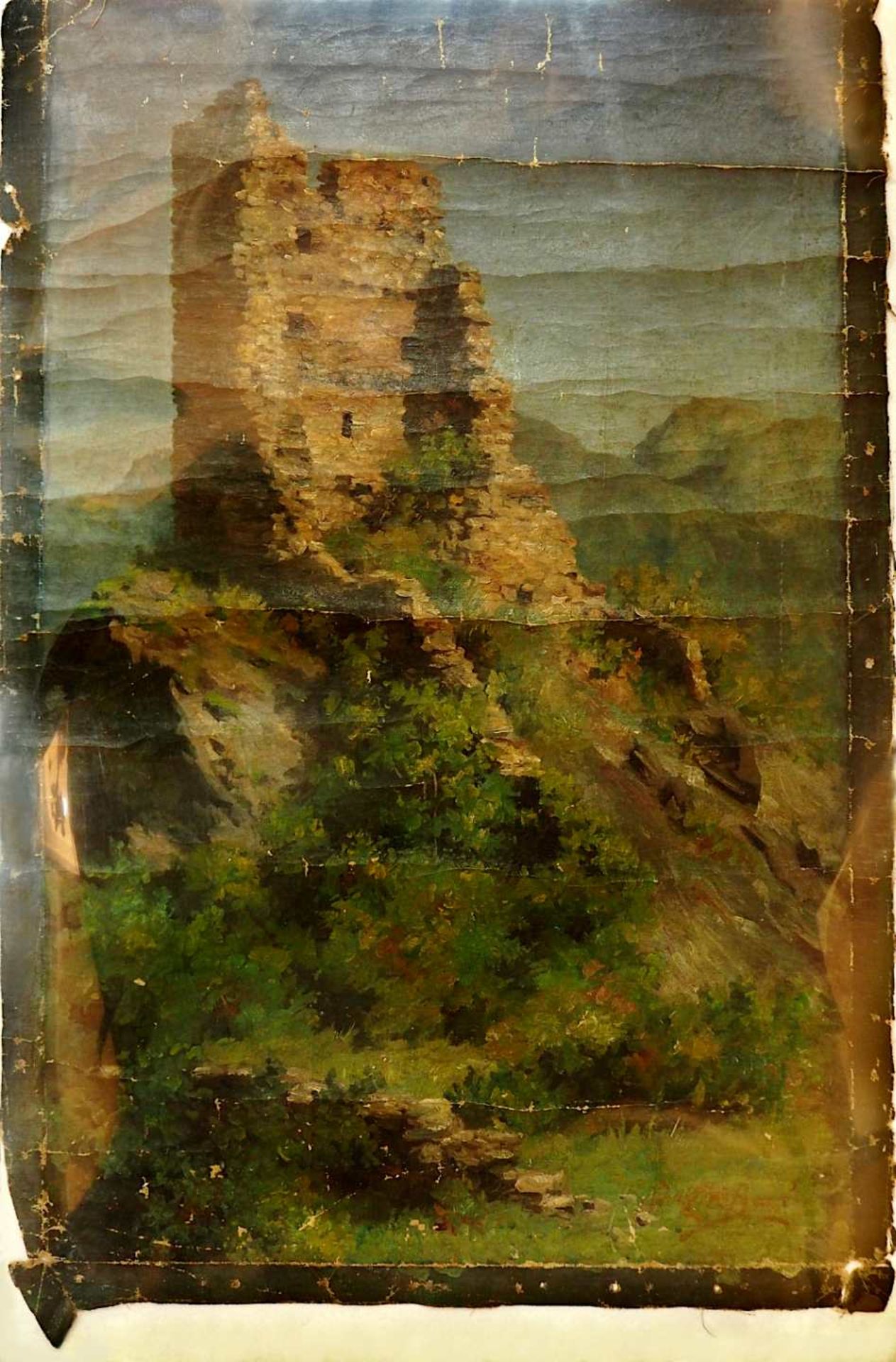 1 Ölgemälde "Turmruine im Gebirge" R.u. sign. Walter VON BONGÉ (wohl 1868-1916), ca