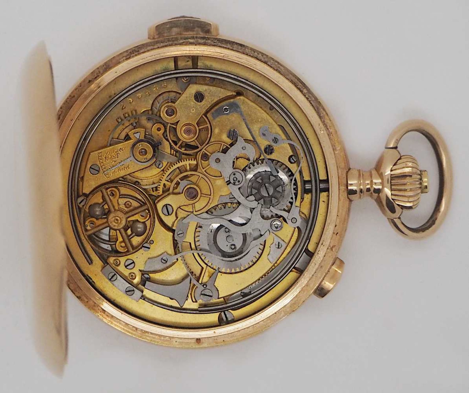 1 Taschenuhr GG 14ct., um 1900, gemarkt mit Schweizer Goldbeschauzeichen Ziffernblatt - Bild 2 aus 4