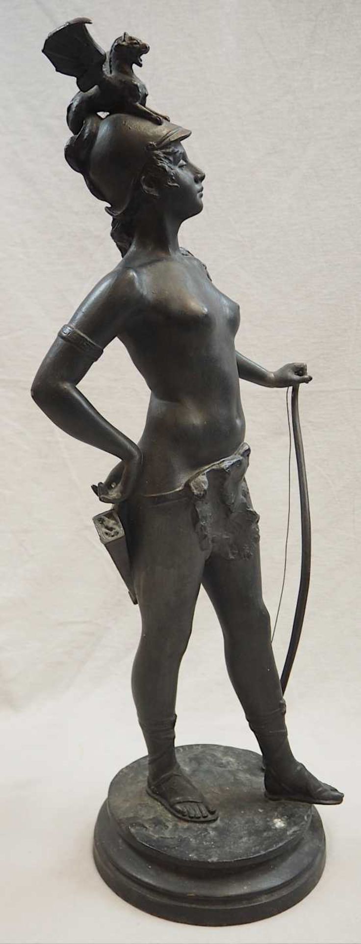 1 Bronzefigur "Amazone mit Drachenhelm" auf Sockel bezeichnet M. LEBLANC (wohl um 1900 - Bild 5 aus 5