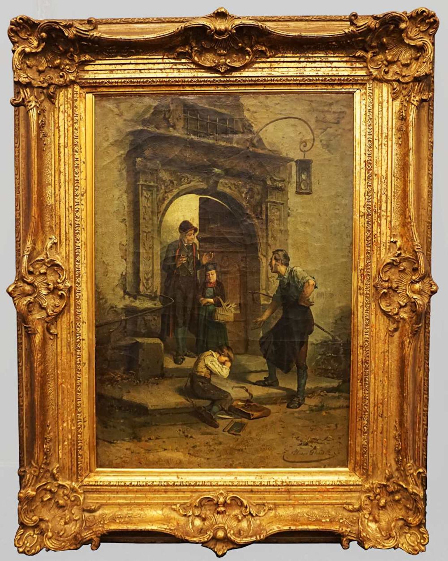1 Ölgemälde "Der Sohn des Schmieds - Die zerbrochene Schiefertafel", R.u. sign. Théodore GÉR - Bild 4 aus 4