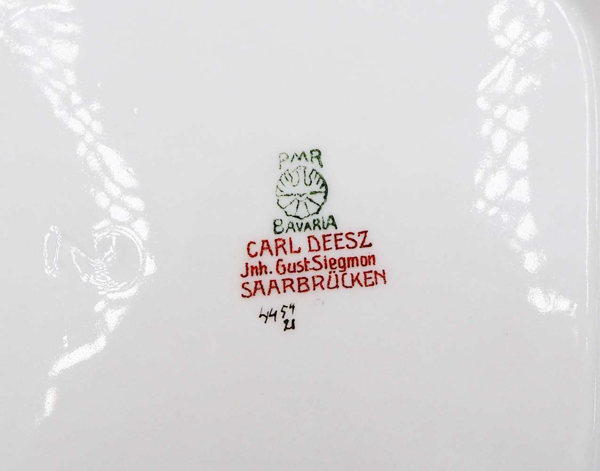 1 Speiseservice PMR BAVARIA (wohl Marktredwitz Jäger & Co.), am Boden bez. "Carl Deesz Saarbrü - Image 3 of 3