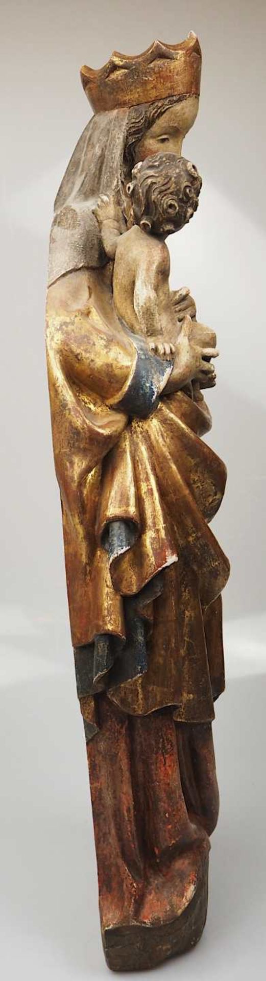 1 Holzfigur/Wandapplike "Madonna mit Kind" rücks. sign. Luis PICCOLRUAZ (wohl 20. Jh.) aus St. - Image 2 of 5