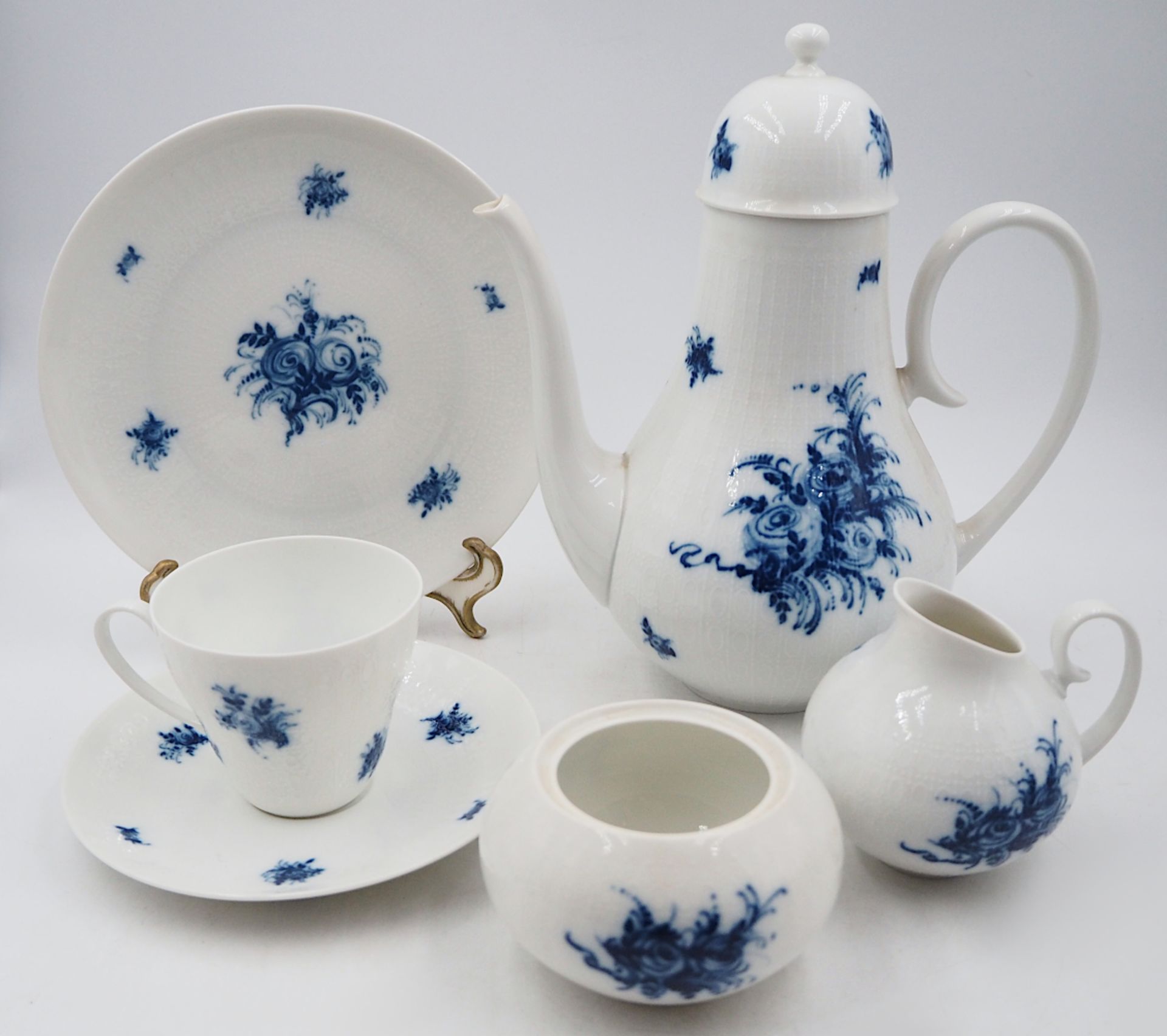 1 Kaffeeservice Porzellan ROSENTHAL "Romanze in Blau" weißer Fond mit dunkelblauen Bl