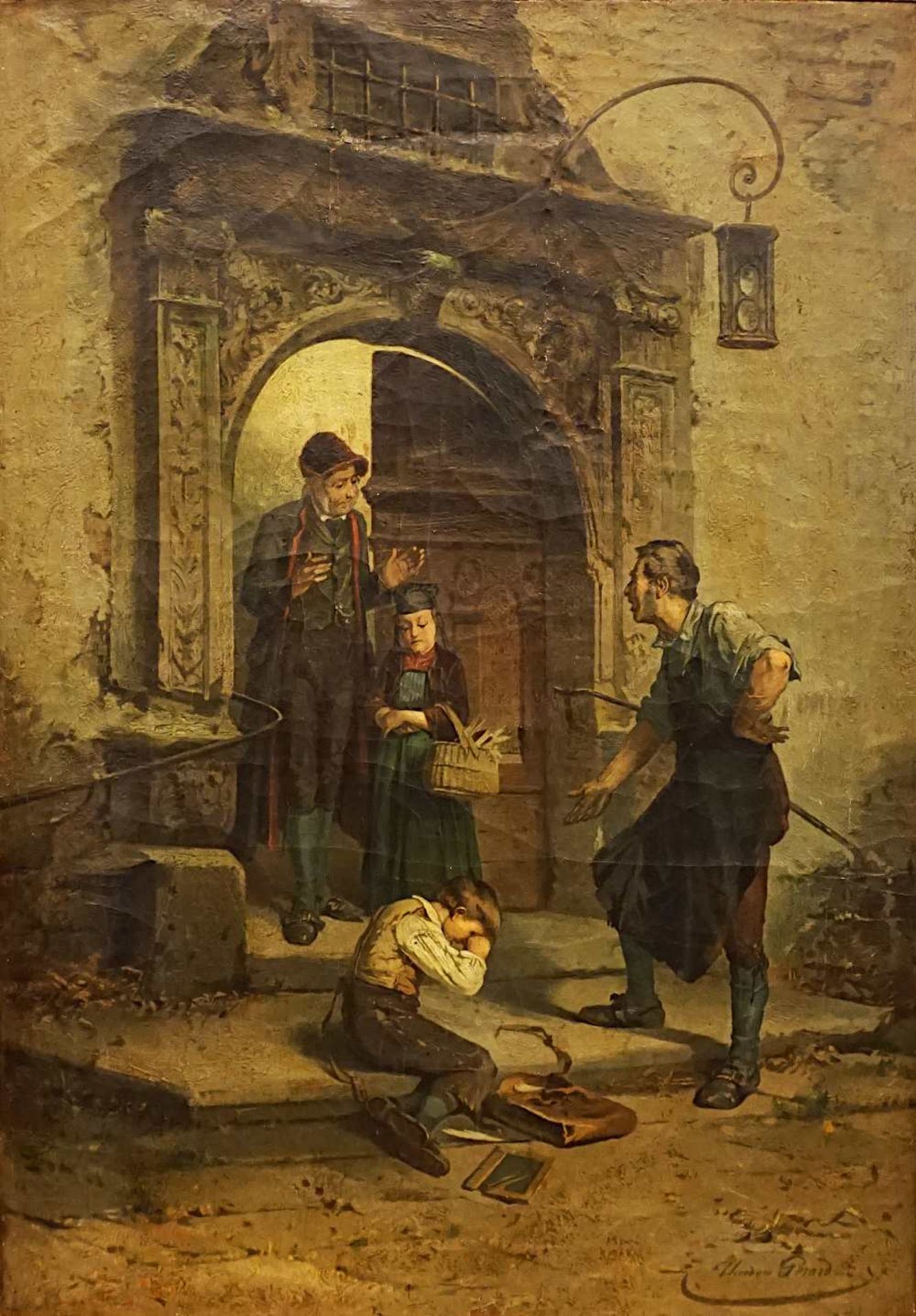 1 Ölgemälde "Der Sohn des Schmieds - Die zerbrochene Schiefertafel", R.u. sign. Théodore GÉR