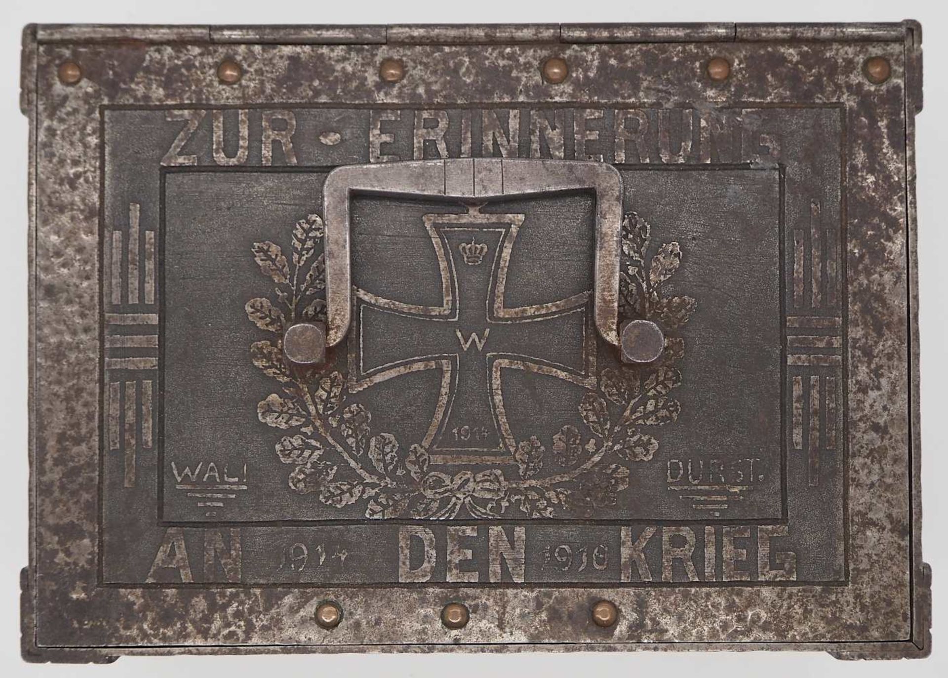 1 Metallkassette WALI DURST. "Zur Erinnerung an den Krieg 1914-16" mit min. Messingbes - Image 5 of 5