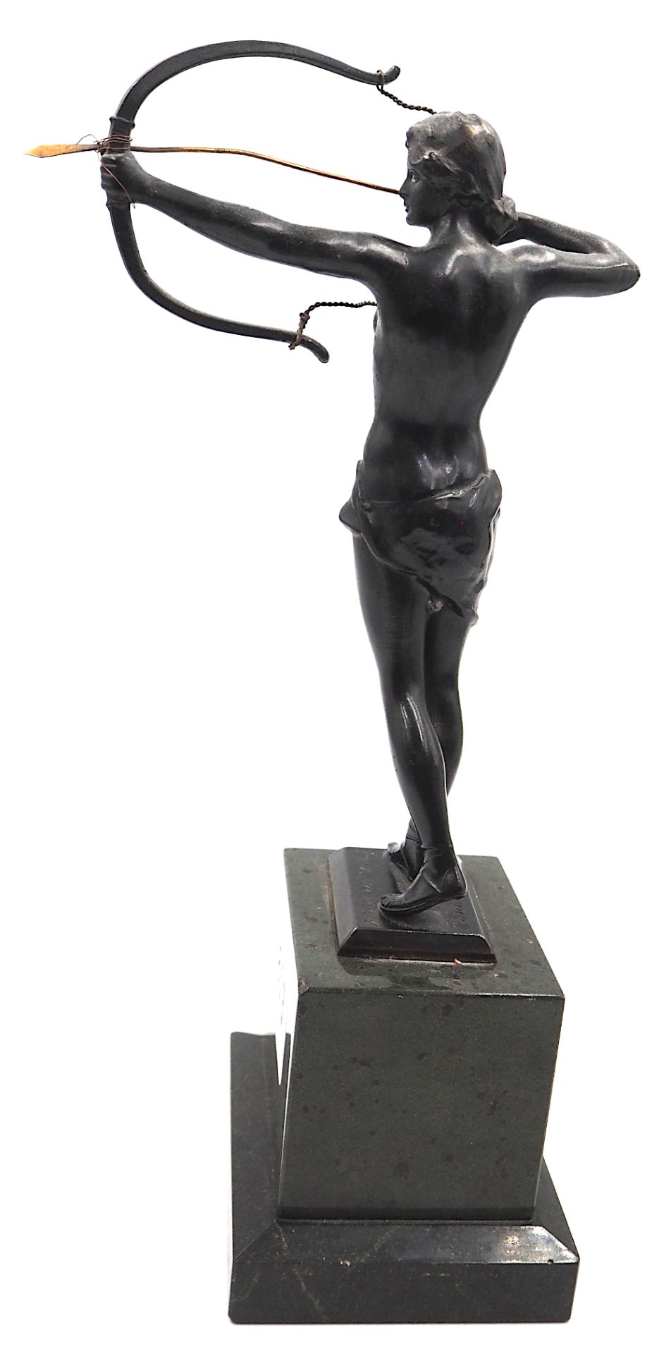 1 Bronzefigur/Siegerpreis "Bogenspannende Artemis" bez. "T.V.M. v. 1860" (wohl Turnver - Image 4 of 6