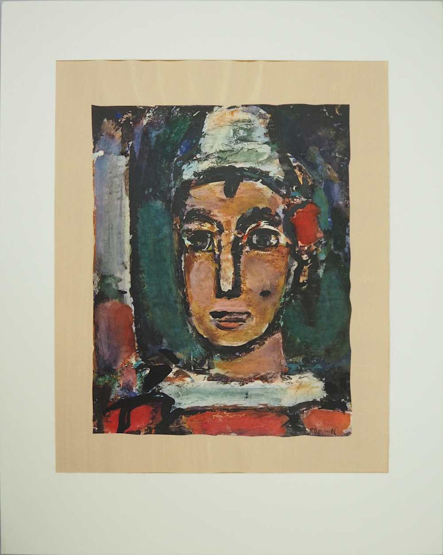 1 Farblithographie "Gentil Bernard" R.u. sign./rücks. zugeschr. Georges ROUAULT (wohl