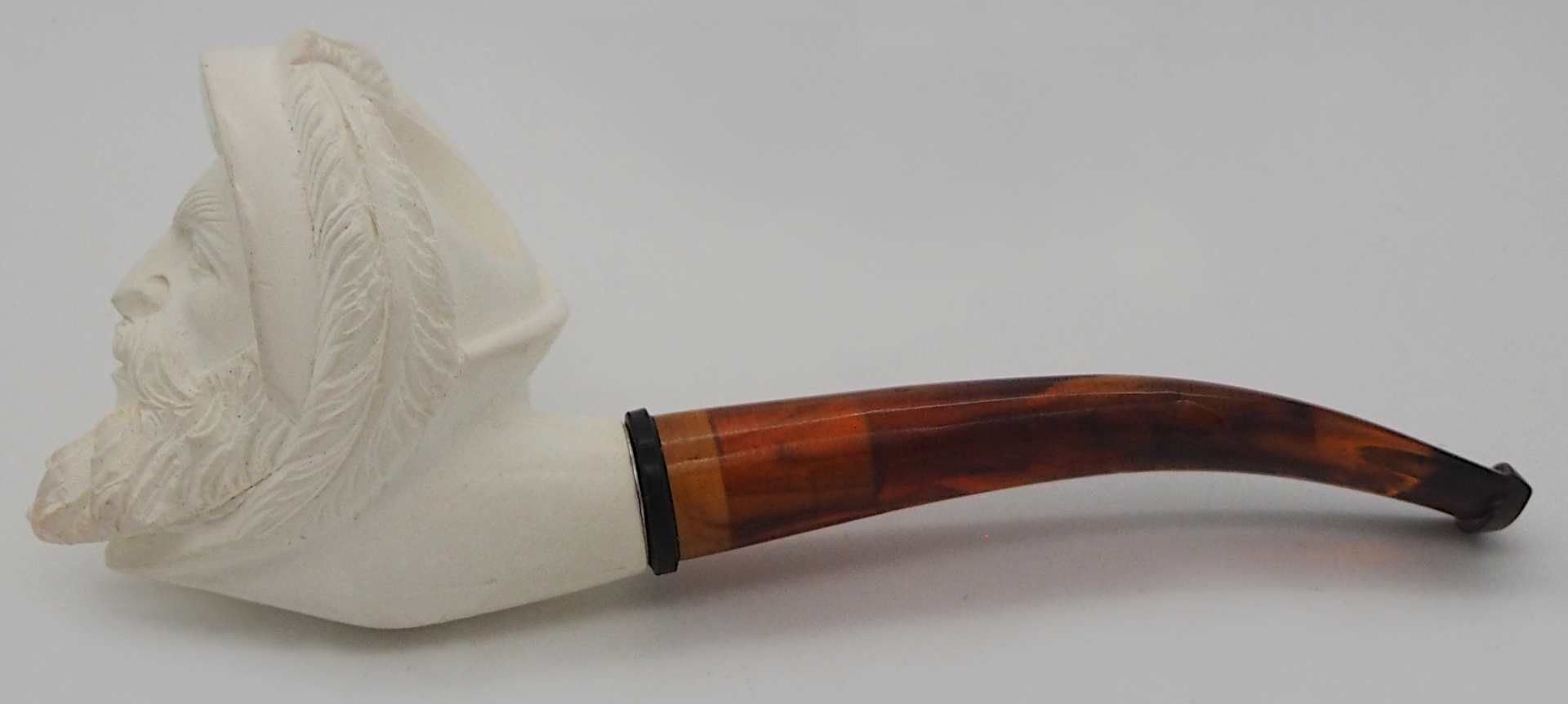 1 Meerschaumpfeife "Männerkopf" mit Bernstein-Mundstück in Originalschatulle - Image 3 of 3