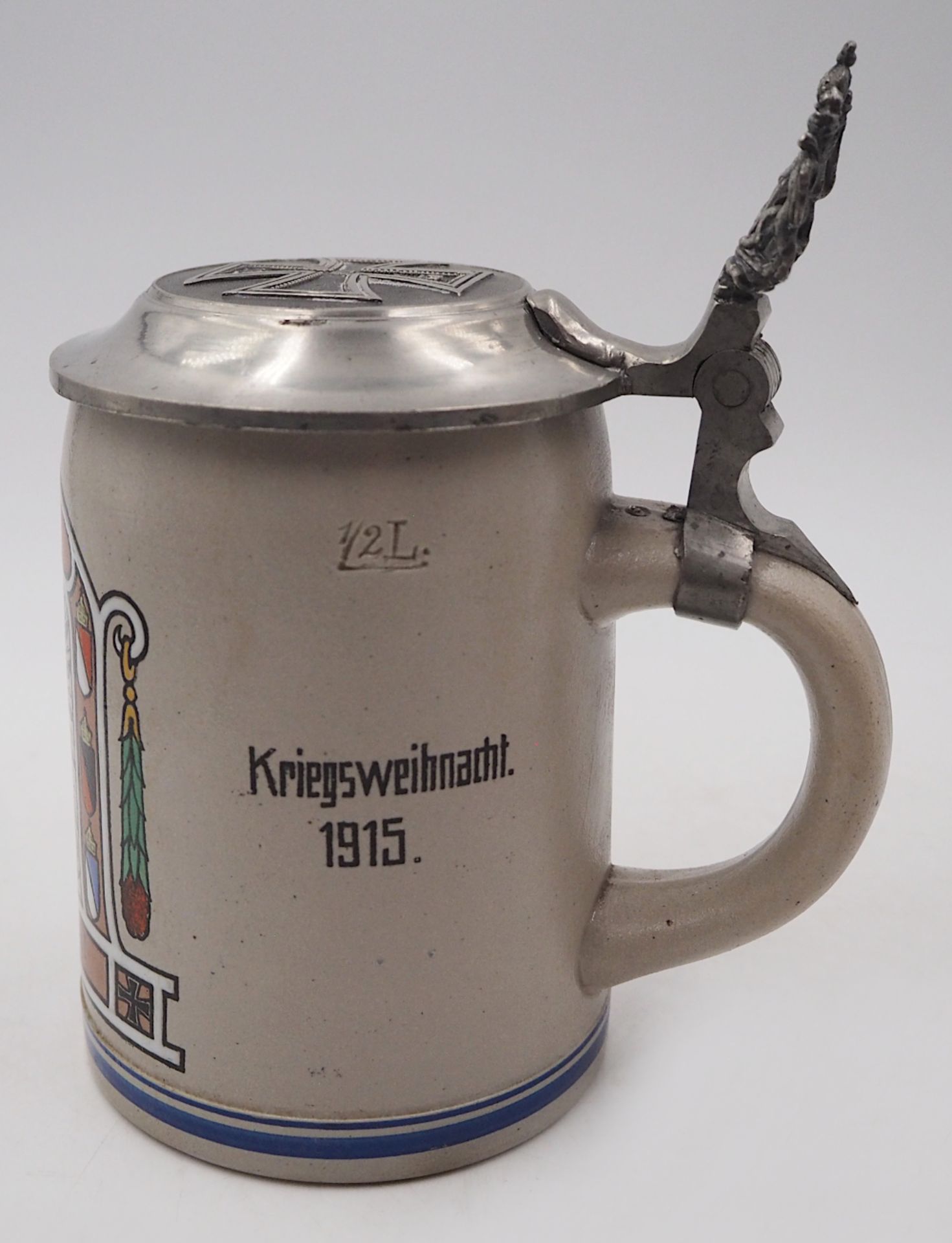 1 Reservistenkrug Steinzeug bezeichnet "1. Compag. Kgl. Bayr. Landwehr. Inft. Rgt. No 7" <br - Bild 3 aus 13