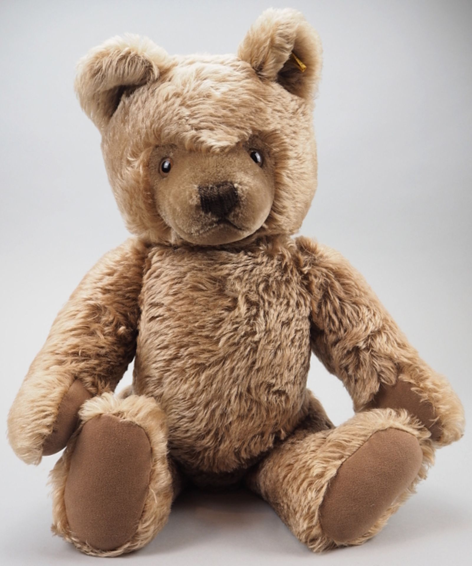1 Teddybär STEIFF, wohl 1960er Jahre mit Stimme, H ca. 49cm, Asp.