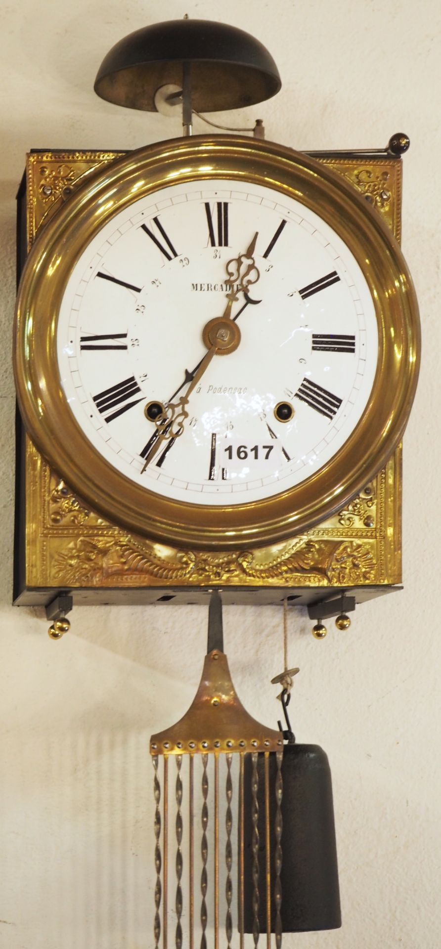 1 Contoise-Wanduhr wohl 1860 bis 1870, bez. "Mercadier à Podensac" Metallgehäuse mit - Bild 2 aus 2