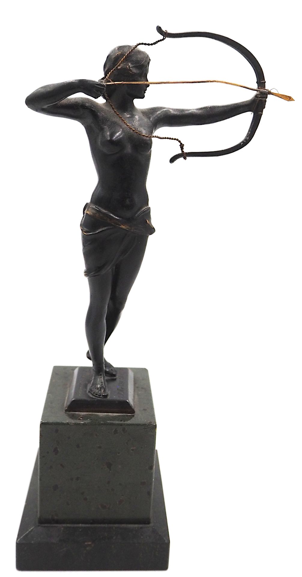 1 Bronzefigur/Siegerpreis "Bogenspannende Artemis" bez. "T.V.M. v. 1860" (wohl Turnver - Image 2 of 6