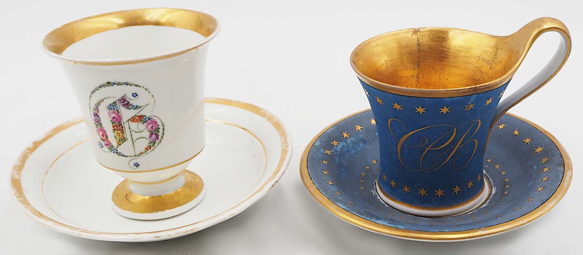 1 Sammeltasse MEISSEN Knaufschwertermarke wohl ca. 1815-1860 weißer Fond mit Goldstaf