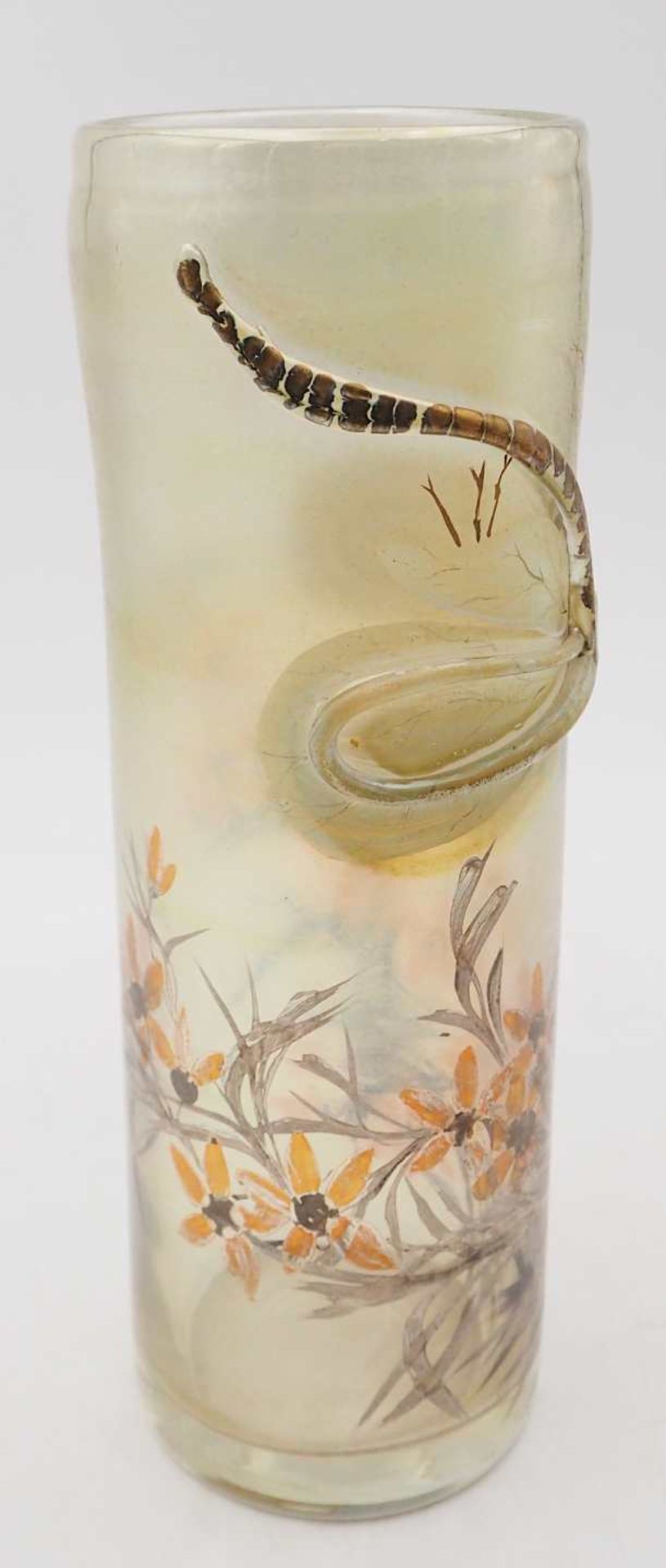 1 Vase signiert Erwin EISCH, Bayerischer Wald Zylinderform, farbloses Glas leicht iris - Bild 3 aus 7