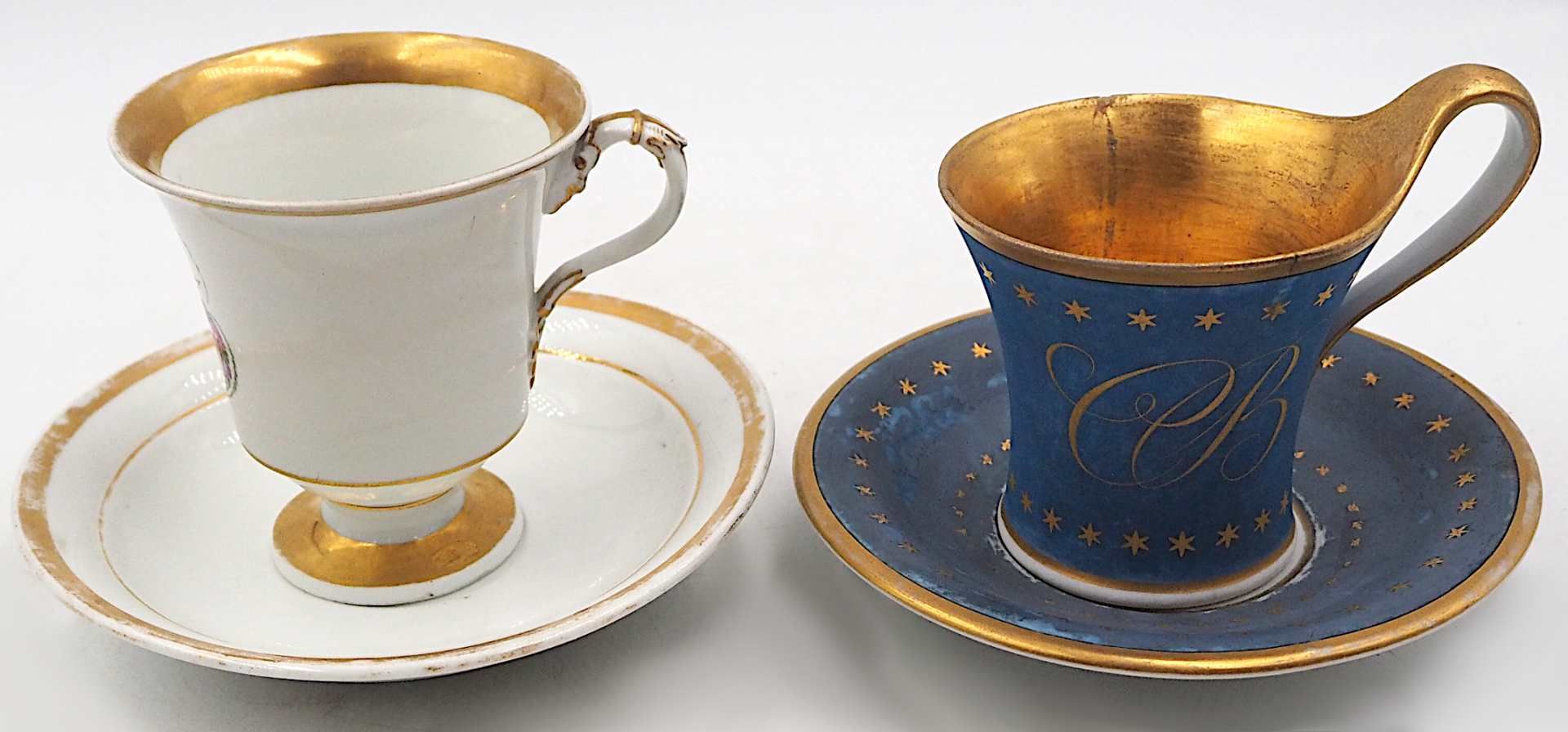 1 Sammeltasse MEISSEN Knaufschwertermarke wohl ca. 1815-1860 weißer Fond mit Goldstaf - Bild 2 aus 7