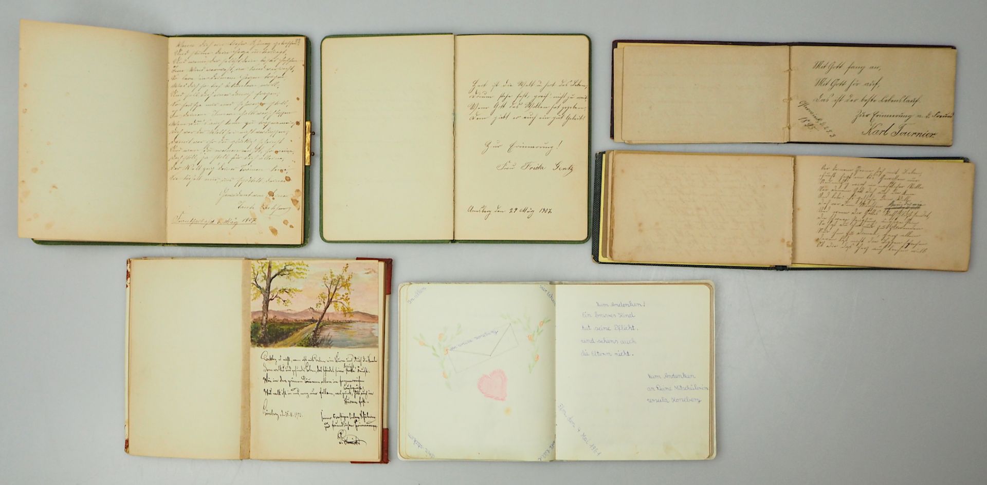 1 Konv. Poesiealben z.T. um 1900 mit versch. Einträgen z.T. mit eingeklebten/gemalten Bildchen - Bild 2 aus 2