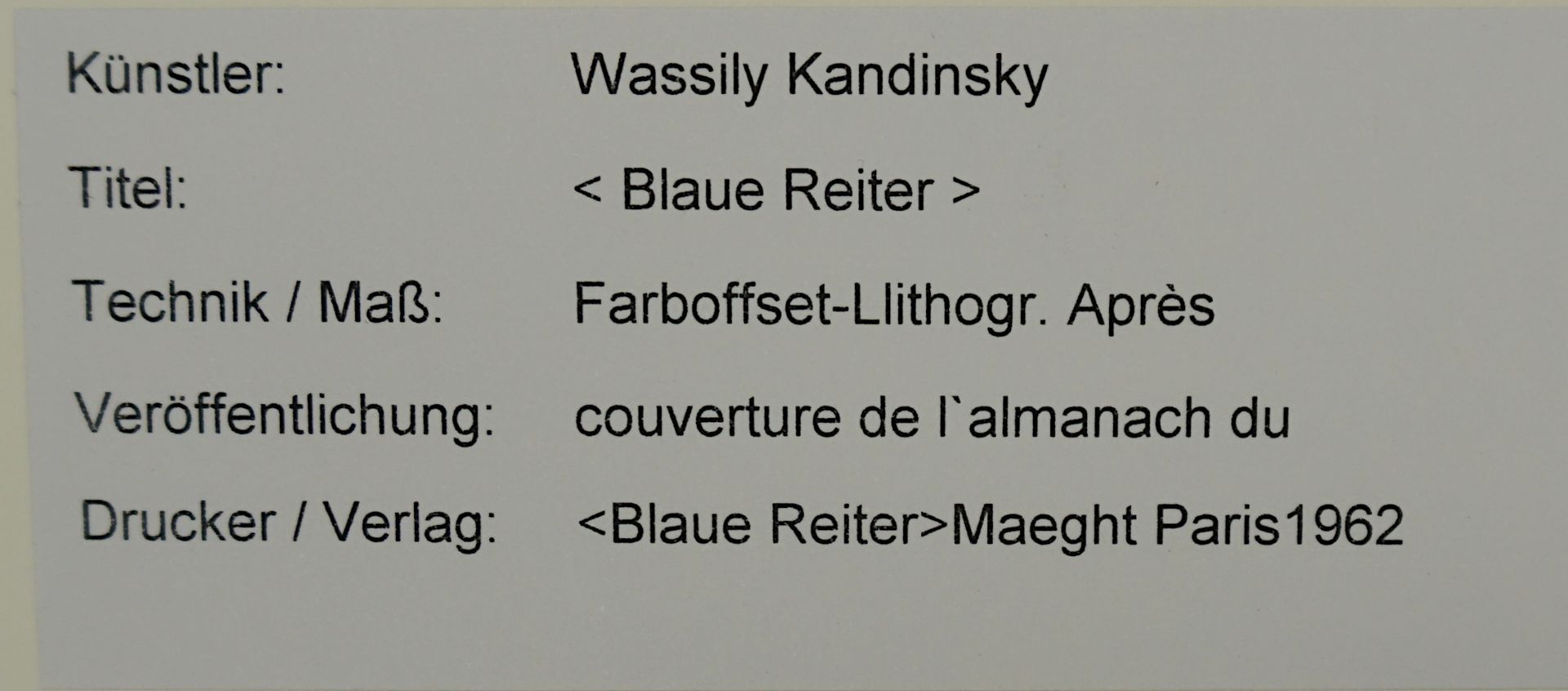 2 Offset-Farblithographien "Blaue Reiter" und "Derrière le Miroir" je rücks. zugeschr. Wassiliy KAND - Image 4 of 4