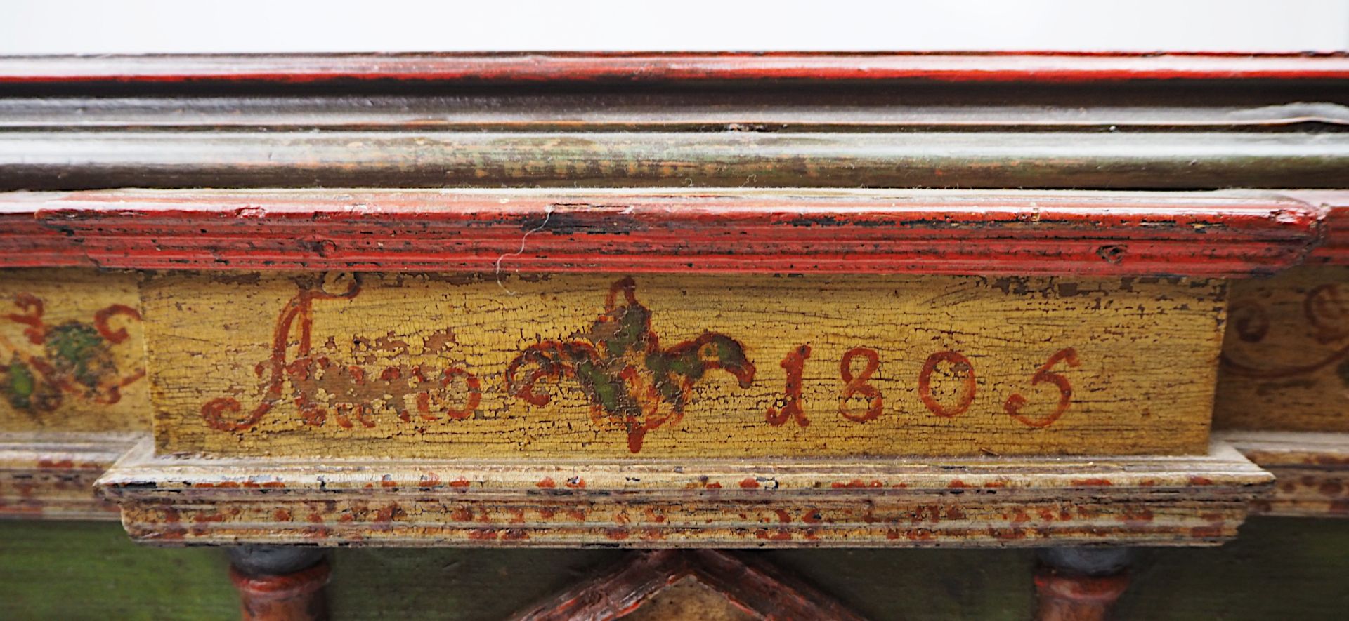1 Tischpult Holz bemalt, frontseitig datiert "1805" - Bild 7 aus 7