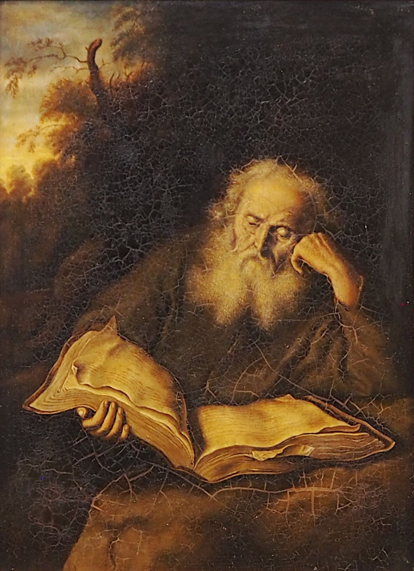 1 Ölgemälde "Der Eremit" unsign., Kopienach Salomon KONINCK (wohl 1609-1656)