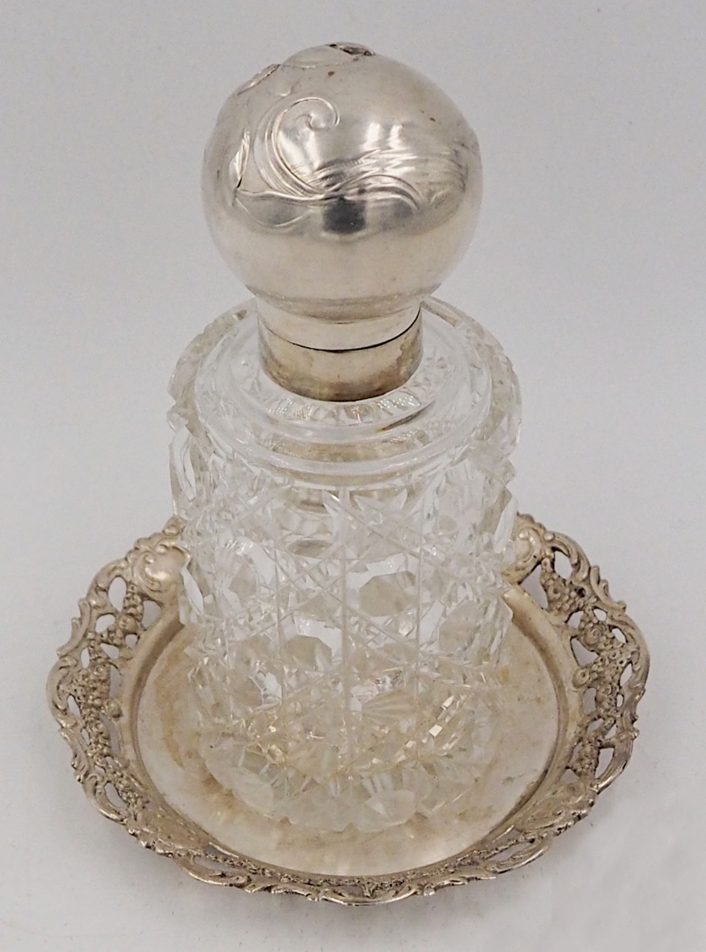 1 Parfumflakon Bleikristall/Silber 800 Jugendstil