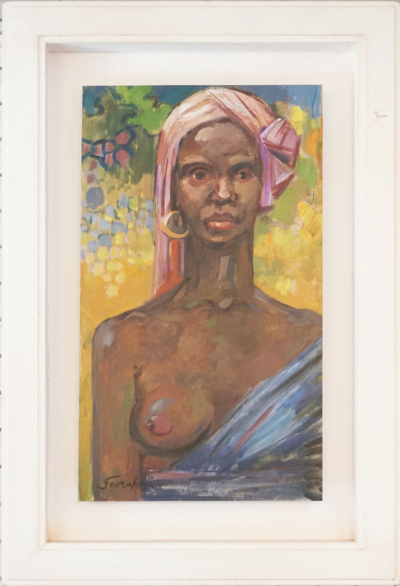 1 Ölgemälde „Brustportrait mit Goldohrring“ L.u. unles. sign./rücks. zugeschr. Irina KOJNOWA-KANDLER - Bild 2 aus 3