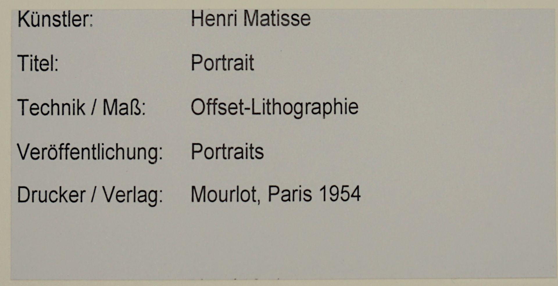 2 Offset-Lithographien je "Portrait" je rücks. zugeschrieben Henri MATISSE - Image 3 of 4