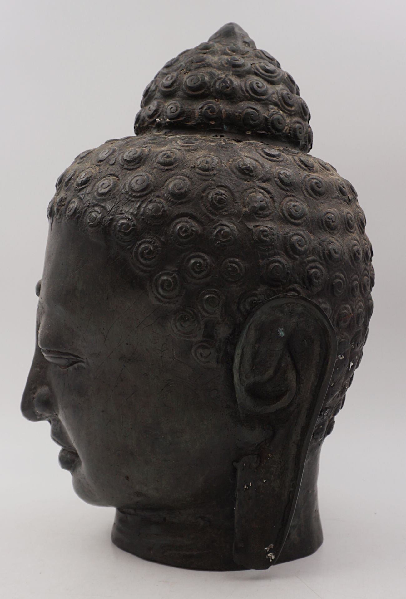 1 Buddha-Kopf Metall 20. Jh. - Bild 2 aus 4